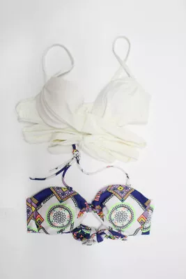 6 Shore Road Womens Printed Tie Bikini Tops White Blue Pink Size Small Lot 2 • $24.01