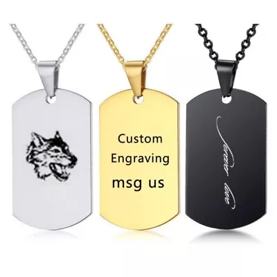 Personalized Engraved Custom Dog Tag Dogtag Name Necklace Chain Titanium Steels • $8.09