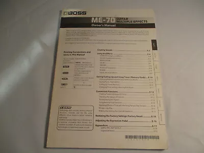 Boss ME-70 Guitar Multi-effects Owner's Manual (English German French Etc) • $9.98