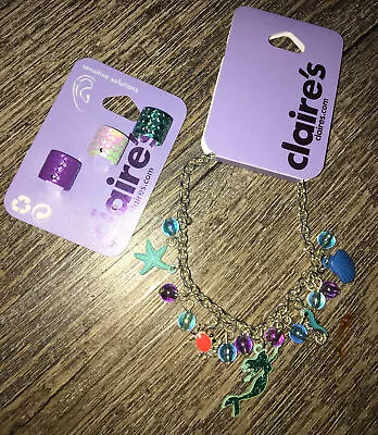 Claire’s Mermaid Faux Earring Ear Cuff Charm Shell Crab Bracelet Jewelry Lot • $19.99