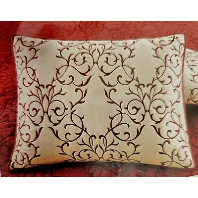 Martha Stewart Chateau Standard Pillow Sham Embroider 100% Cotton Valentines Red • $32