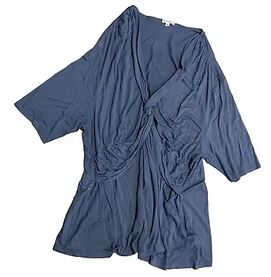 Kiyonna Dress Woman's Plus Size 4X Dark Grey Gray Wrap 3/4 Sleeve Rayon Spandex • $44.95