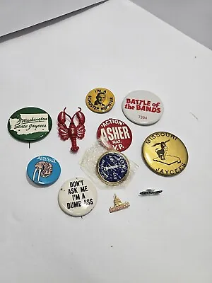 #1 Vintage Lot Of Pins Back Buttons Rat Rod Jean Jacket 80s Punk Rock • $15