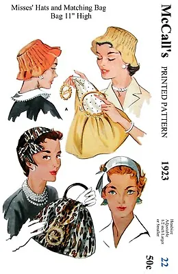 McCall's 1923 Simple HATS & BAG Fabric Sewing Pattern Chemo Cancer Alopecia 22   • $5.49