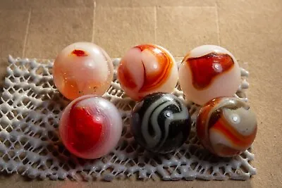 Vintage Marbles Lot Of X6 Heaton Agates Dug Select NICE Reds L@@K • $9.95