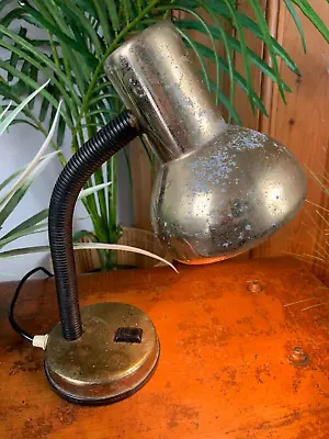 £19.99 • Buy Mid Century Vintage Gold Patina Enamel Goose Neck Flexible Desk Bedside Lamp