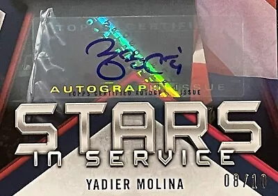 2021 Yadier Molina Auto /10 & Puerto Rico Flag Parallels Topps Stars In Service • $599.99