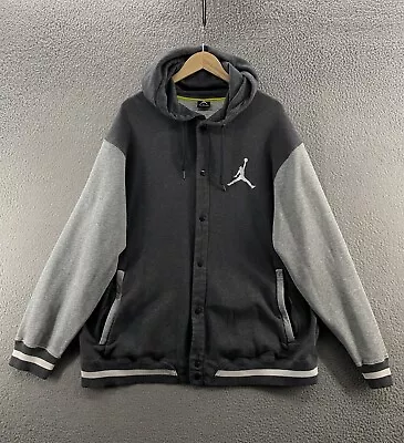 Nike Michael Jordan Jacket Mens 3XL XXL Gray Varsity Hooded Jumpan Fleece Lined • $59.89