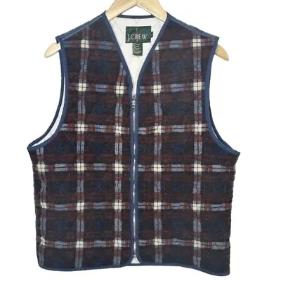 J Crew Vintage Plaid Quilted Flannel Zip Front Vest Hunting Outdoors Camping S • $29.70