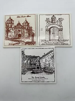 Vintage California Missions Ceramic Art Tiles Trivets Lot Of 3 • $25