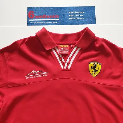 Ferrari Michael Schumacher Red Polo Top Size L Large Chest 42in • £17.66