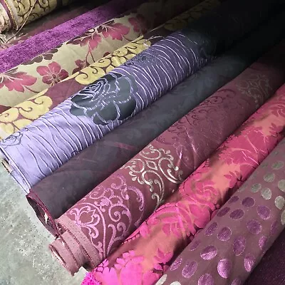 Damask Upholstery Fabric Curtains Roman Blinds Cushions Trade - Purple • £6.99