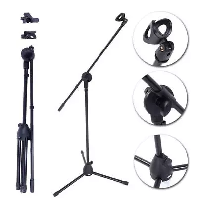Glarry Folding Type Tripod Boom Microphone Mic Stand Foldable Black • $20.95