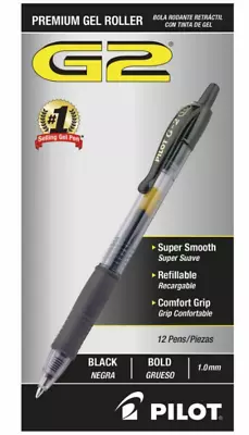 Pilot® G-2™ Retractable Gel Pens Bold Point 1.0 Mm Clear Barrels Black Ink  • $21.99