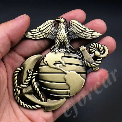 Bronze Metal US Marine Corps USMC Eagle Globe Anchor Car Emblem Badge Sticker • $9.90