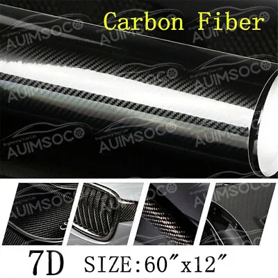$10.10 • Buy Car Accessories 7D Stickers Glossy Carbon Fiber Vinyl Film Auto Interior Wrap