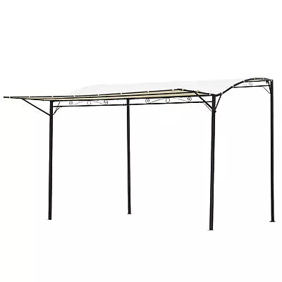 Patio Metal Gazebo With Extendable Side Awning Outdoor Shelter Sun Shade Canopy • $249.59