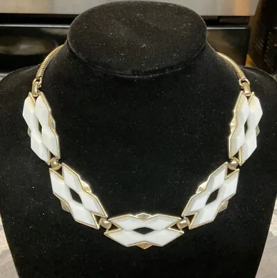 VTG Monet Modernist Enamel Choker Necklace Snake Chain Signed 60s Jewelry • $16