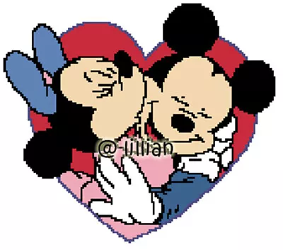 New MICKEY MINNIE MOUSE BIG LOVE KISSING Counted Cross Stitch PATTERN • $2.96