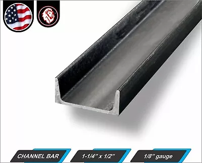 1-1/4  X 1/2  Channel Bar - 1/8  Gauge - Mild Steel - 12  Inch Long (1-ft) • $6.75