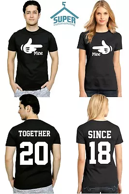 Couple Matching SHIRTS CARTOON HAND Mine Mine TOGETHER SINCE Back DATE NUMBER • $24.99