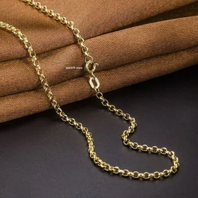 Pure Solid Gold Chain For Women 2mmW Rolo Link Real 18K Gold Necklace Au750 • $400.79