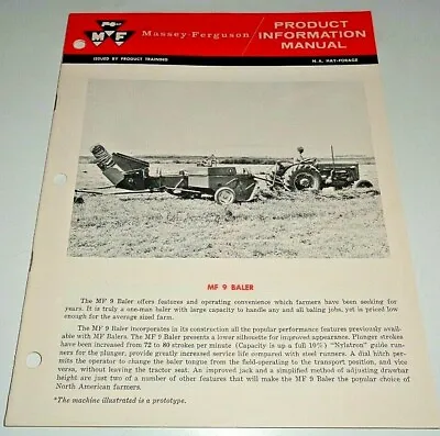 Massey Ferguson MF 9 Baler Product Information Sales Manual 1/65 ORIGINAL! • $7.49