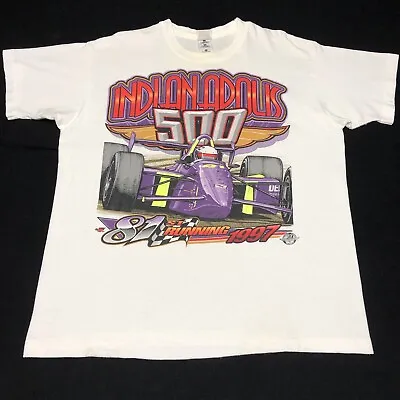 Vintage 1997 Indy 500 T-shirt Indianapolis Racing Made USA Single Stitch XL AOP • $34.95