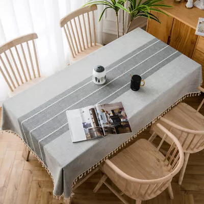 $16.86 • Buy Linen Tablecloth Tassel Rectangular Wedding Dining Table Cover Tea Table Cloth