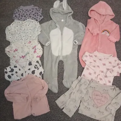 Baby Girls Sleep Suits/Snowsuit/All-in-one/Pyjamas 0-3 Months Vgc • £0.99