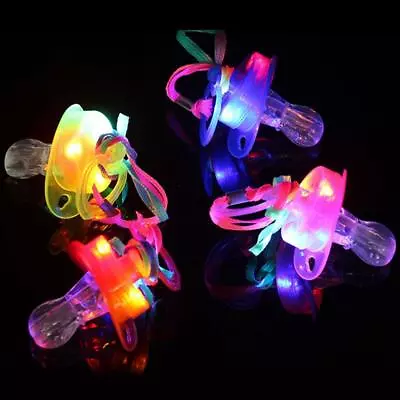 Light Up Pacifier LED Rave Party Glow Glowing Whistle Flashing Lanyard Blin U9D5 • $1.70