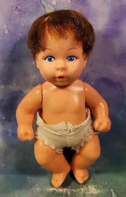 Vintage Brown Hair Blue Eyes Drink And Wet 5  Baby Doll Made In Hong Kong • $8.99