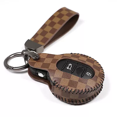 Brown Leather For Mini Cooper Countryman Clubman 3 4 Buttons Key Fob Case Cover • $12
