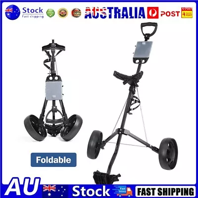 Black Foldable Golf Buggy Trolley Cart Push Pull 2 Wheels Steel Golf Club Cart • $88.99