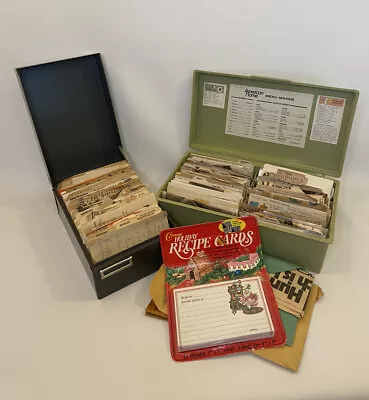 Vintage Recipe Boxes 100’s Of Old Recipes Handwritten American Home Menu Maker • $118