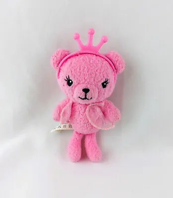 Vintage Pink Barbie Mini Bear 4.5  Plush With Crown & Fairy Costume - Tush Tag • $8.99