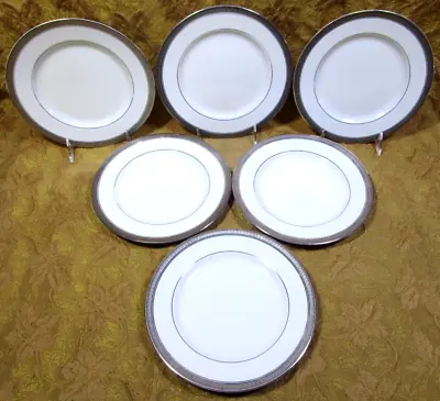 6 MIKASA Palatial Platinum Fine China L3235 - 8 1/4  Salad Plates • $25