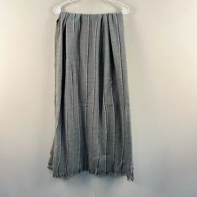 Zara Man Blanket Scarf Gray Stripe Rectangle Oversize Fringe 31 X73  19930 • $43.42