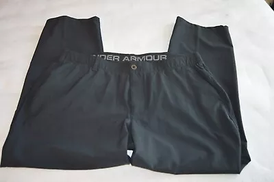 Under Armour Golf Pants Mens 40x30 Black Flat Front Performance Outdoor Trouser • $15.95