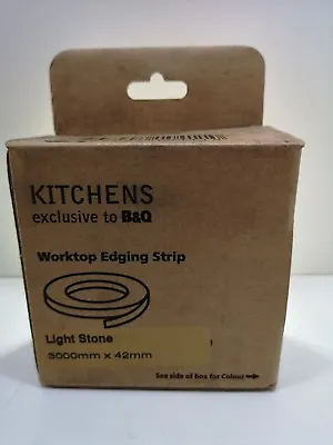 B&Q Worktop Edging Strip - LIGHT STONE - 3000mm X 42mm - Laminate Kitchen - NEW • £2.99