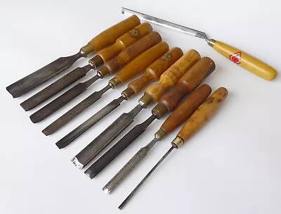 Selection (10) Of English Made Gouges: Sorby Taylor Ward Ibbotson Marples • $110.98