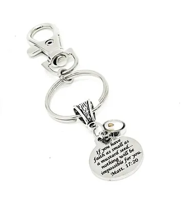 Scripture Gifts Mustard Seed Scripture Clip On Charm Keychain Matthew 17 20 • $12.95