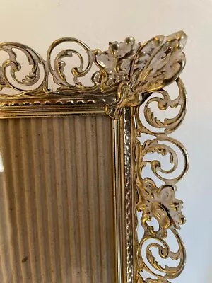 VTG Large Gold Metal Filigree Ornate Photo 8X10 Picture Frame 10X12 Easel Wall • $19.98