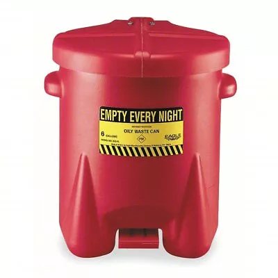 Eagle 933FL 6 Gallon Plastic Oily Waste Can Hands-Free Self Close Red • $43.77