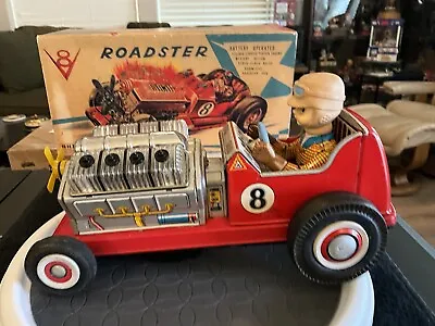 Vintage Daiya Tin Battery Operated V-8 Roadster 1950s Japan • $320