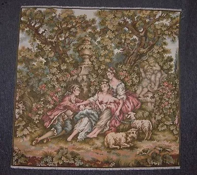 Fine Authentic Italian Tapestry Close Up Of Friends By The Riverbank Woven  • $125.99