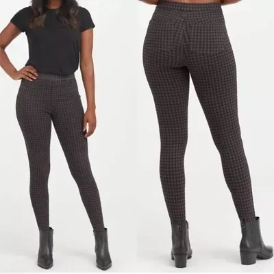 $32 • Buy Spanx Houndstooth Print Jean-Ish Leggings Women's Size S Black/Gray