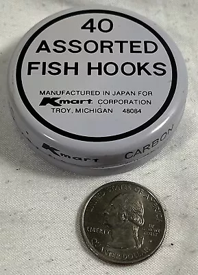 Vintage Kmart Tin 40 Assorted Fish Hooks Great Condition (Tin Is Empty) • $9.99