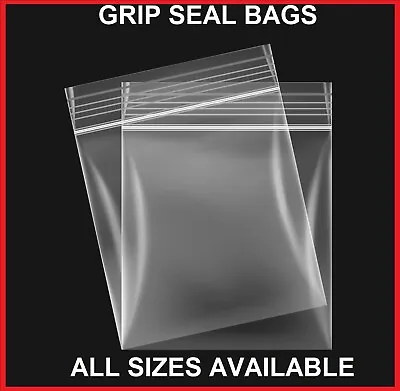 GRIP SEAL BAGS Self Resealable Clear Polythene Poly Plastic Zip Lock All Sizes • £200.95