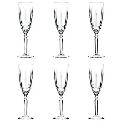 6x Champagne Flutes Glasses Set RCR Crystal Cut Wine Glass Stemware 200ml • $39